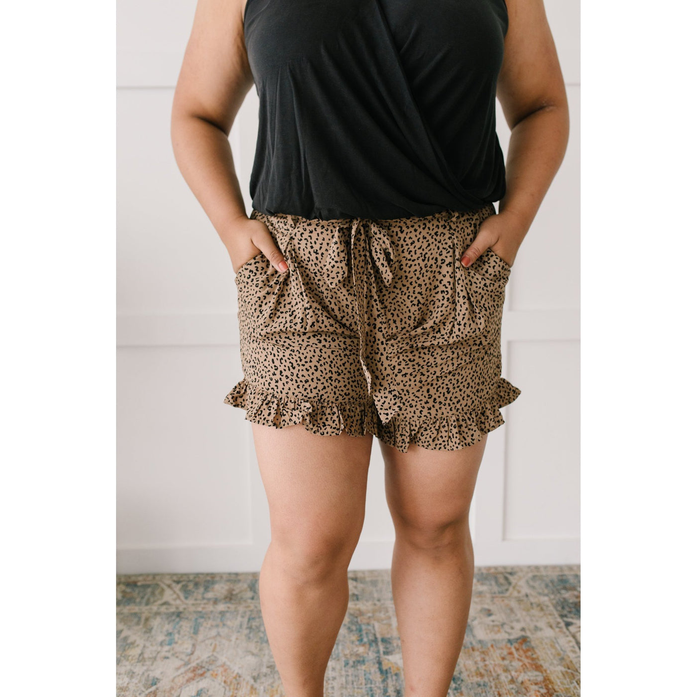 Short Leash Ruffled Shorts In Taupe-Womens-Graceful & Chic Boutique, Family Clothing Store in Waxahachie, Texas