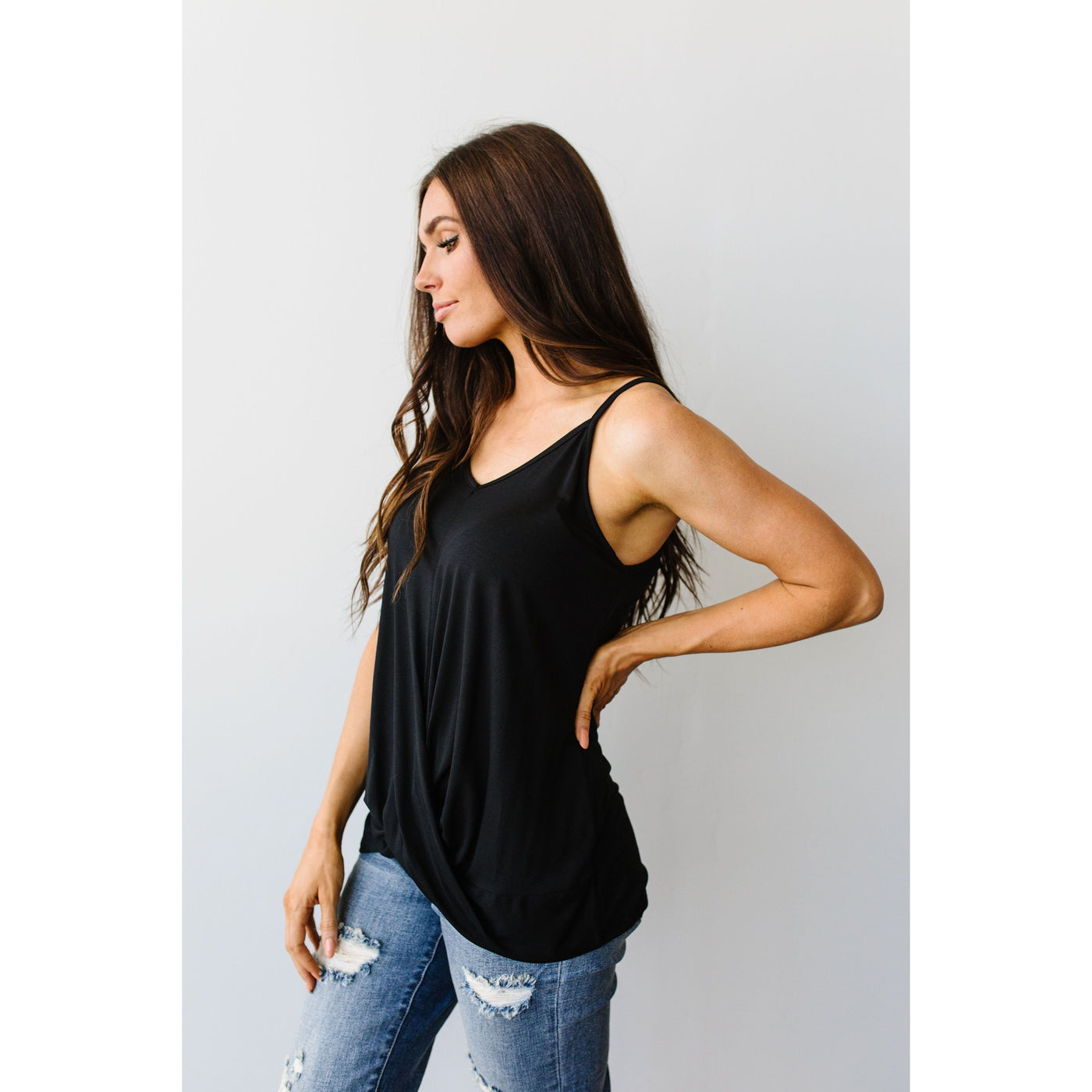 Simply Twisted Tank In Black-Womens-Graceful & Chic Boutique, Family Clothing Store in Waxahachie, Texas