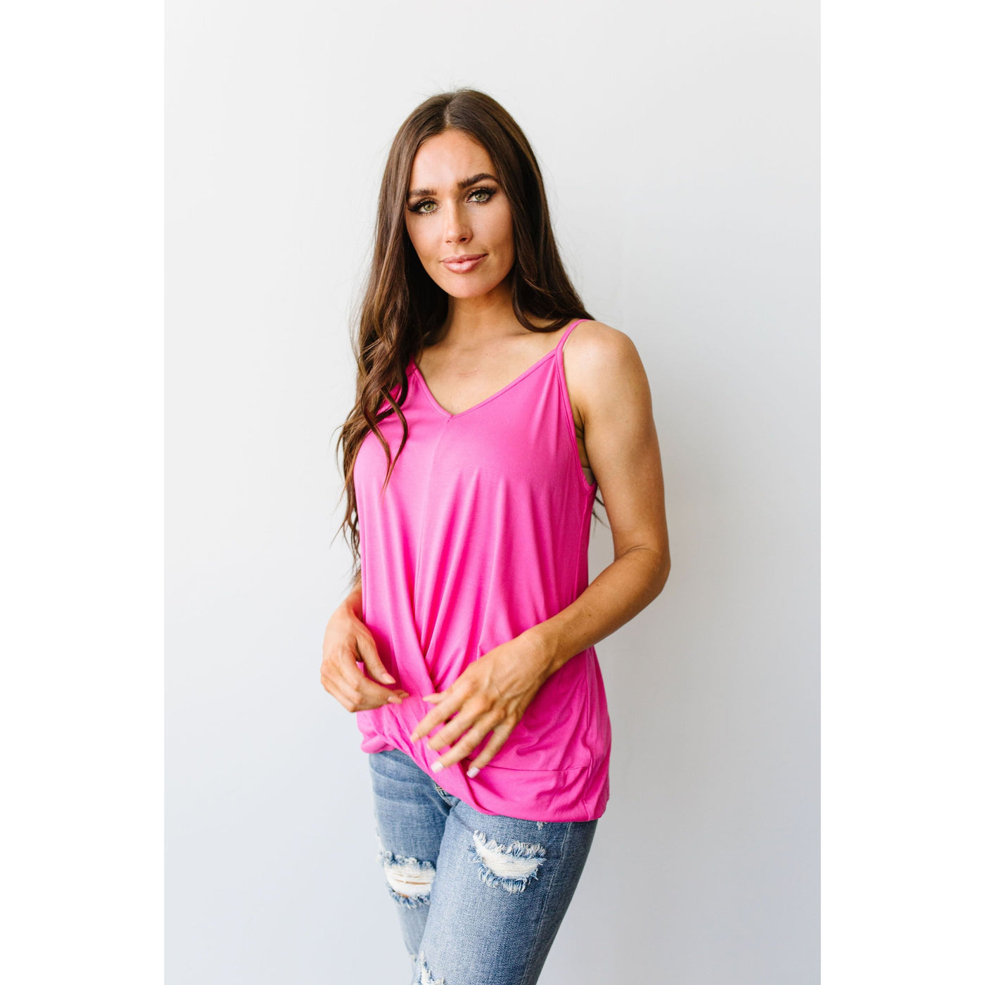Simply Twisted Tank In Pink-Womens-Graceful & Chic Boutique, Family Clothing Store in Waxahachie, Texas