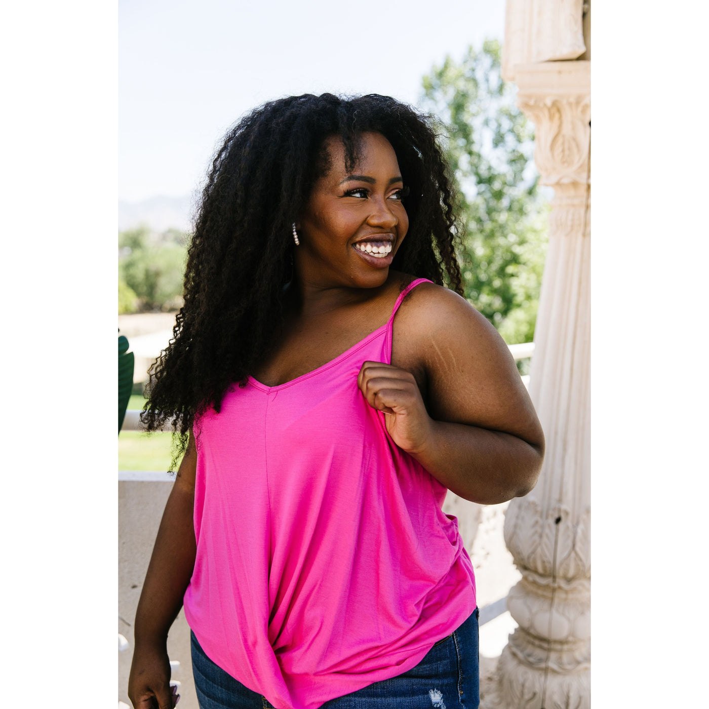 Simply Twisted Tank In Pink-Womens-Graceful & Chic Boutique, Family Clothing Store in Waxahachie, Texas
