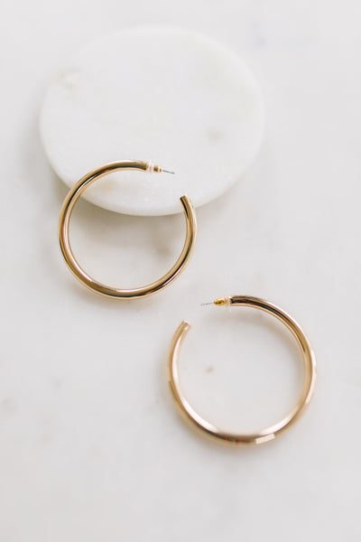Solid Gold Hoops-W Jewelry-Graceful & Chic Boutique, Family Clothing Store in Waxahachie, Texas