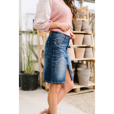 Split The Difference Denim Skirt-Womens-Graceful & Chic Boutique, Family Clothing Store in Waxahachie, Texas
