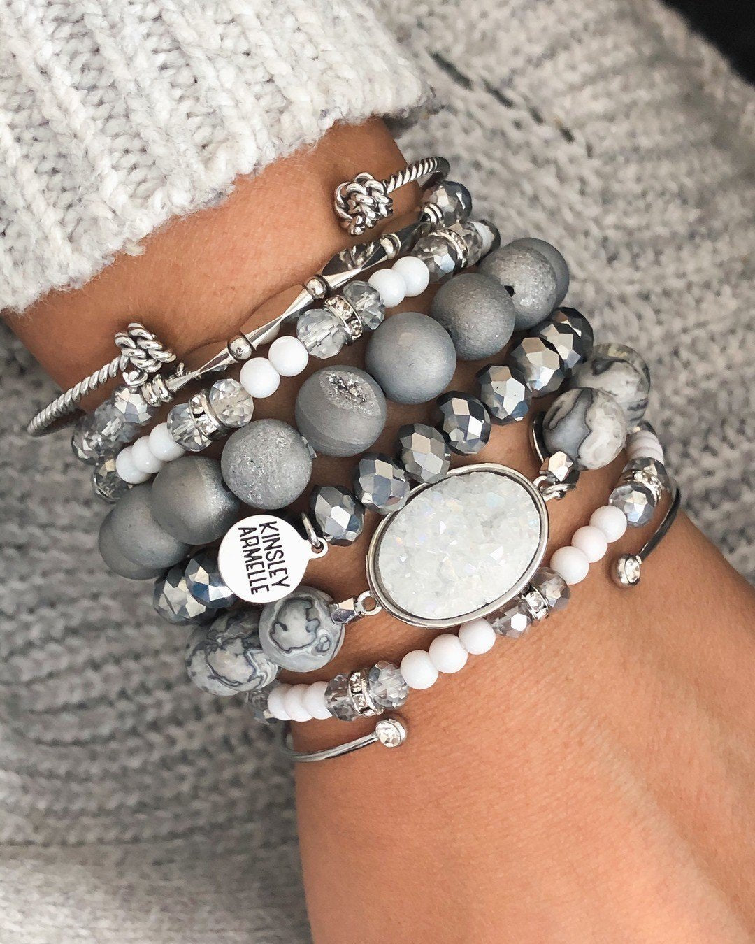 Stacked Collection - Silver Crystal Glass Bracelet Set-W Jewelry-Graceful & Chic Boutique, Family Clothing Store in Waxahachie, Texas