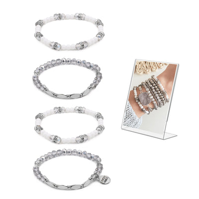 Stacked Collection - Silver Crystal Glass Bracelet Set-W Jewelry-Graceful & Chic Boutique, Family Clothing Store in Waxahachie, Texas