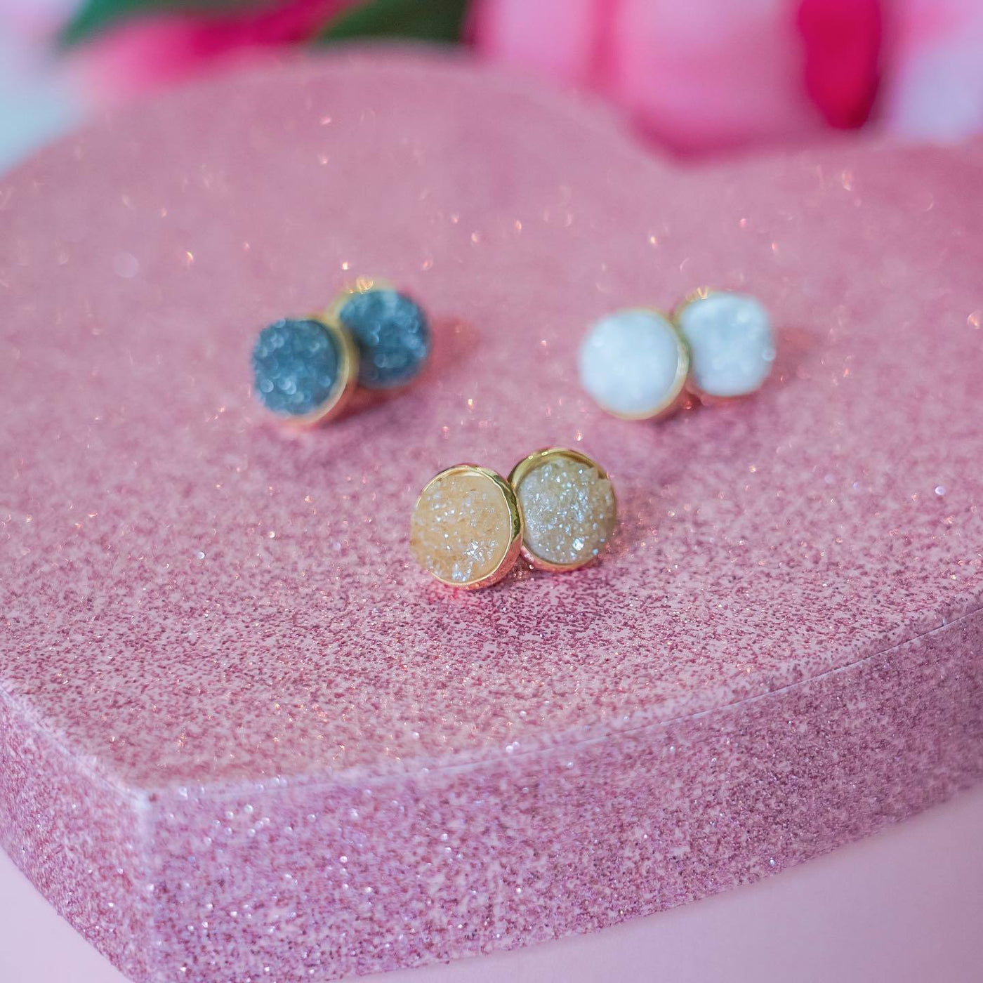Stone Collection - Pearl Quartz Stud Earrings-W Jewelry-Graceful & Chic Boutique, Family Clothing Store in Waxahachie, Texas