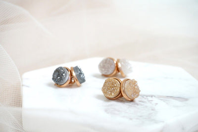 Stone Collection - Stormy Quartz Stud Earrings-W Jewelry-Graceful & Chic Boutique, Family Clothing Store in Waxahachie, Texas