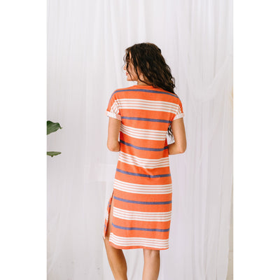 Sunny Day Striped T-Shirt Dress In Orange-W Dress-Graceful & Chic Boutique, Family Clothing Store in Waxahachie, Texas