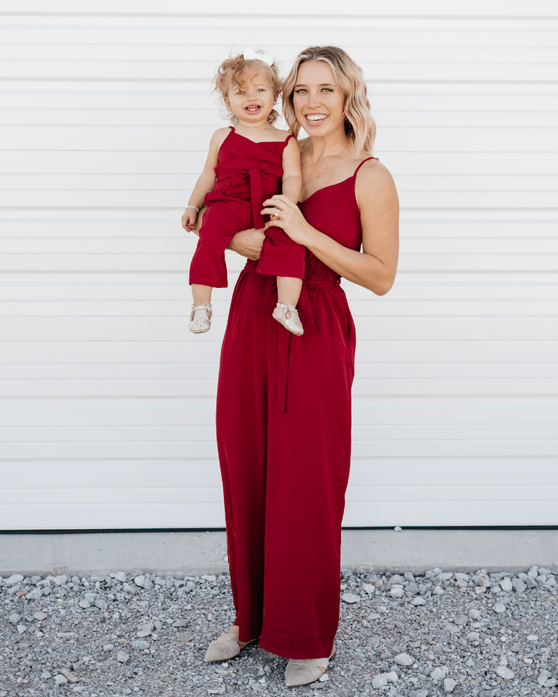Sydney Mommy & Me Tie - Waist Jumpsuit - Red Roses-G Romper-Graceful & Chic Boutique, Family Clothing Store in Waxahachie, Texas