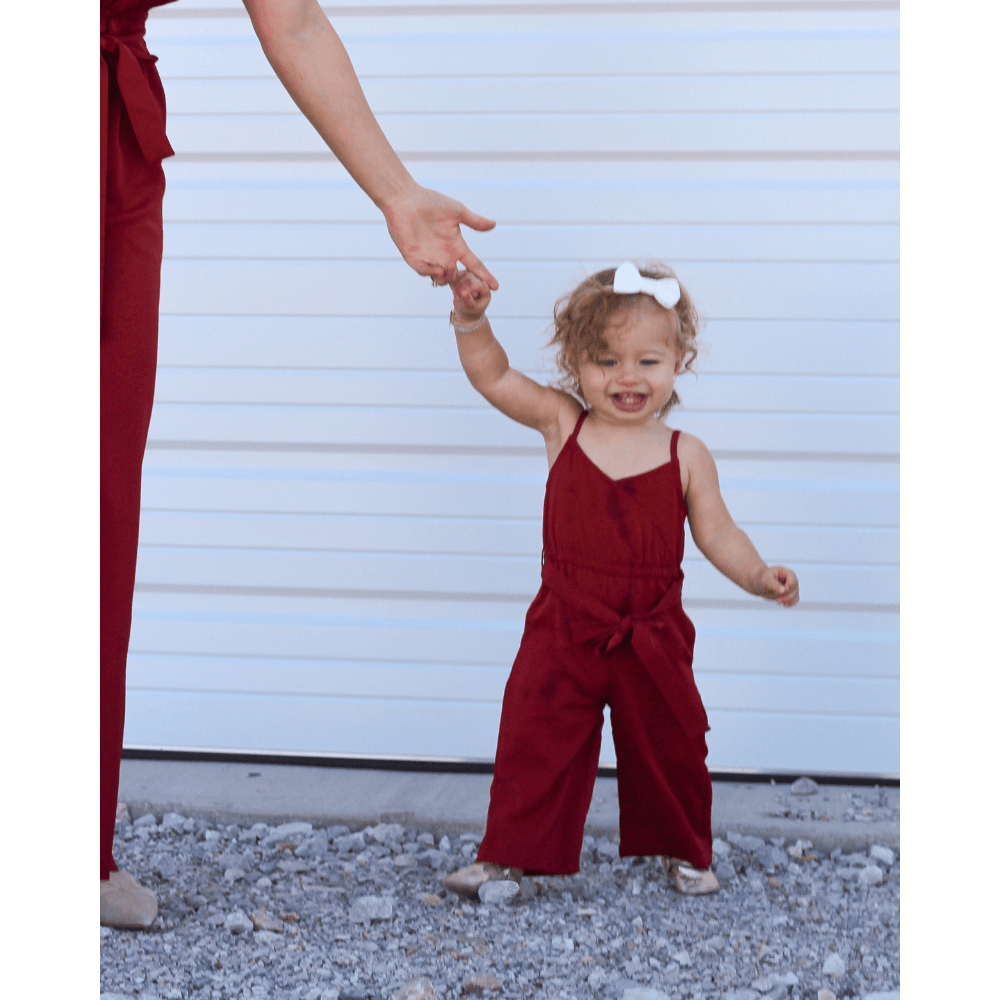 Sydney Mommy & Me Tie - Waist Jumpsuit - Red Roses-G Romper-Graceful & Chic Boutique, Family Clothing Store in Waxahachie, Texas