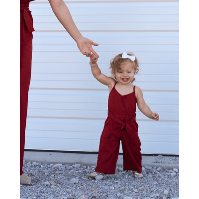 Sydney Mommy & Me Tie - Waist Jumpsuit - Red Roses-G Romper-Graceful & Chic Boutique, Family Clothing Store in Waxahachie, Texas