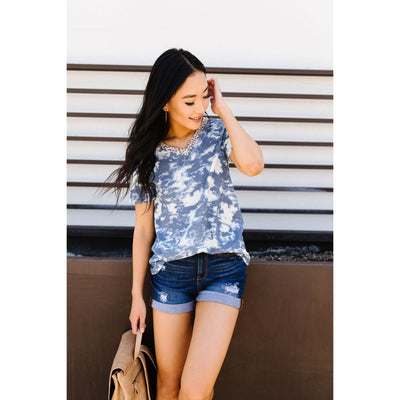 Tessa Tie Dye Top In Navy-Womens-Graceful & Chic Boutique, Family Clothing Store in Waxahachie, Texas