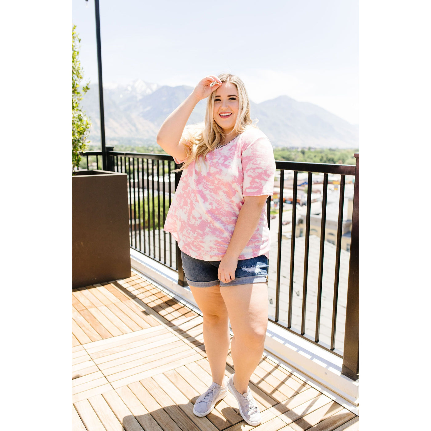 Tessa Tie Dye Top In Pink-Womens-Graceful & Chic Boutique, Family Clothing Store in Waxahachie, Texas