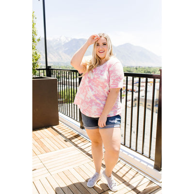 Tessa Tie Dye Top In Pink-Womens-Graceful & Chic Boutique, Family Clothing Store in Waxahachie, Texas