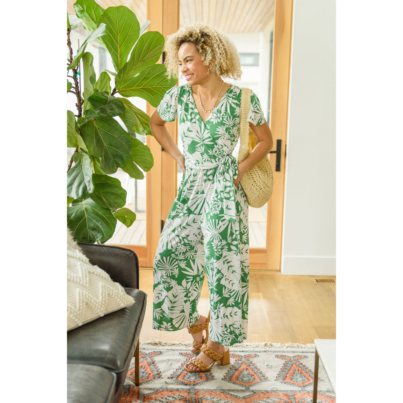 Tropical Silhouettes Jumpsuit-Womens-Graceful & Chic Boutique, Family Clothing Store in Waxahachie, Texas