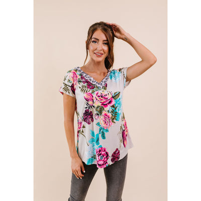Unexpected Flowers V-Neck Top-Womens-Graceful & Chic Boutique, Family Clothing Store in Waxahachie, Texas
