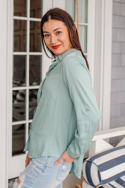 Unwavering Confidence Blouse in Light Blue-Womens-Graceful & Chic Boutique, Family Clothing Store in Waxahachie, Texas
