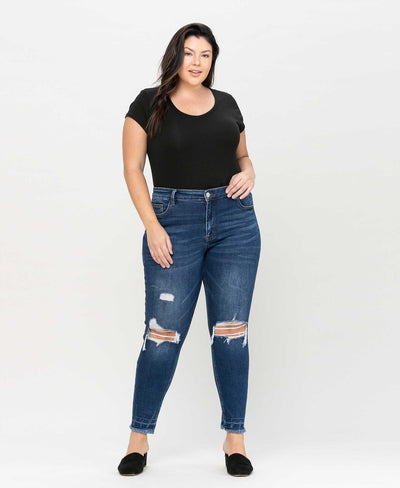 Empty Room Mid Rise Distressed Frayed Hem Ankle Skinny Jeans in Plus | The Perfect Pair-W Bottom-Graceful & Chic Boutique, Family Clothing Store in Waxahachie, Texas