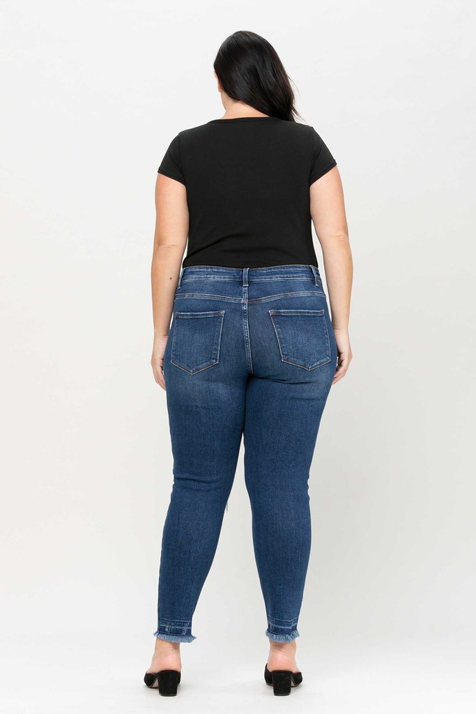 Empty Room Mid Rise Distressed Frayed Hem Ankle Skinny Jeans in Plus | The Perfect Pair-W Bottom-Graceful & Chic Boutique, Family Clothing Store in Waxahachie, Texas