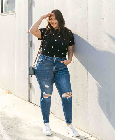 Empty Room Mid Rise Distressed Frayed Hem Ankle Skinny Jeans in Plus | The Perfect Pair-W Bottom-Graceful & Chic Boutique, Family Clothing Store in Waxahachie, Texas