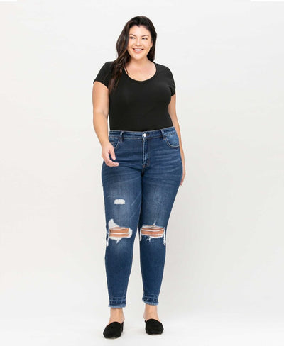 Empty Room Mid Rise Distressed Frayed Hem Ankle Skinny Jeans in Plus | The Perfect Pair-W Bottom-Graceful & Chic Boutique, Family Clothing Store in Waxahachie, Texas