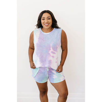 Watercolor Tie Dye Shorts In Lilac-Womens-Graceful & Chic Boutique, Family Clothing Store in Waxahachie, Texas