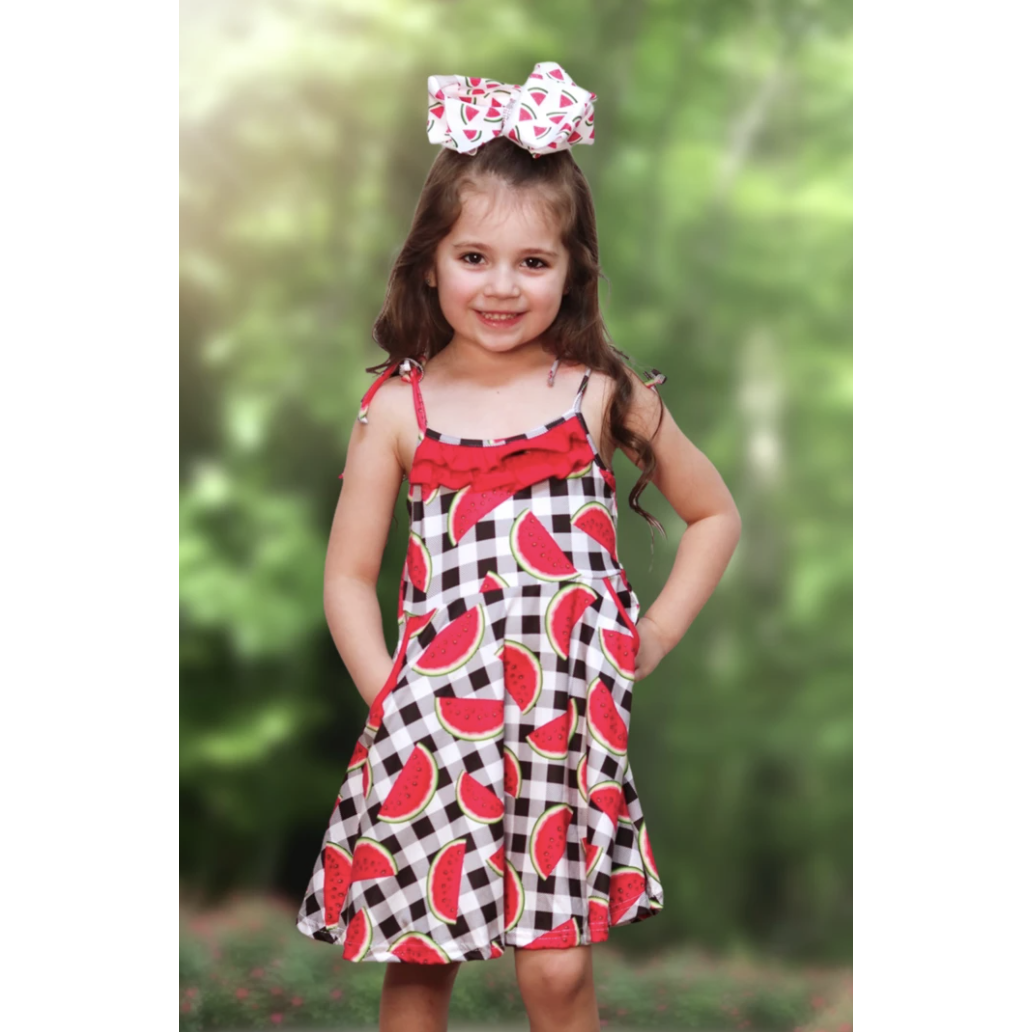Watermelon Flare Dress with Pockets-G Dress-Graceful & Chic Boutique, Family Clothing Store in Waxahachie, Texas