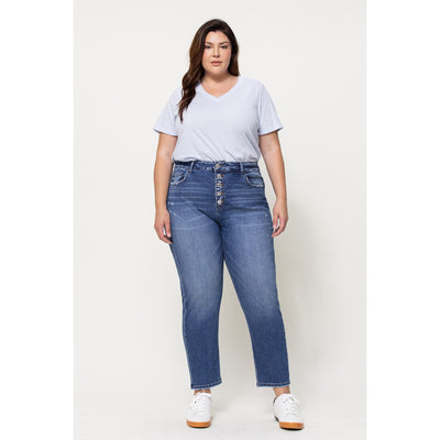 Erika High Rise Button Up Stretch Mom Jean in Plus | The Perfect Pair-W Bottom-Graceful & Chic Boutique, Family Clothing Store in Waxahachie, Texas