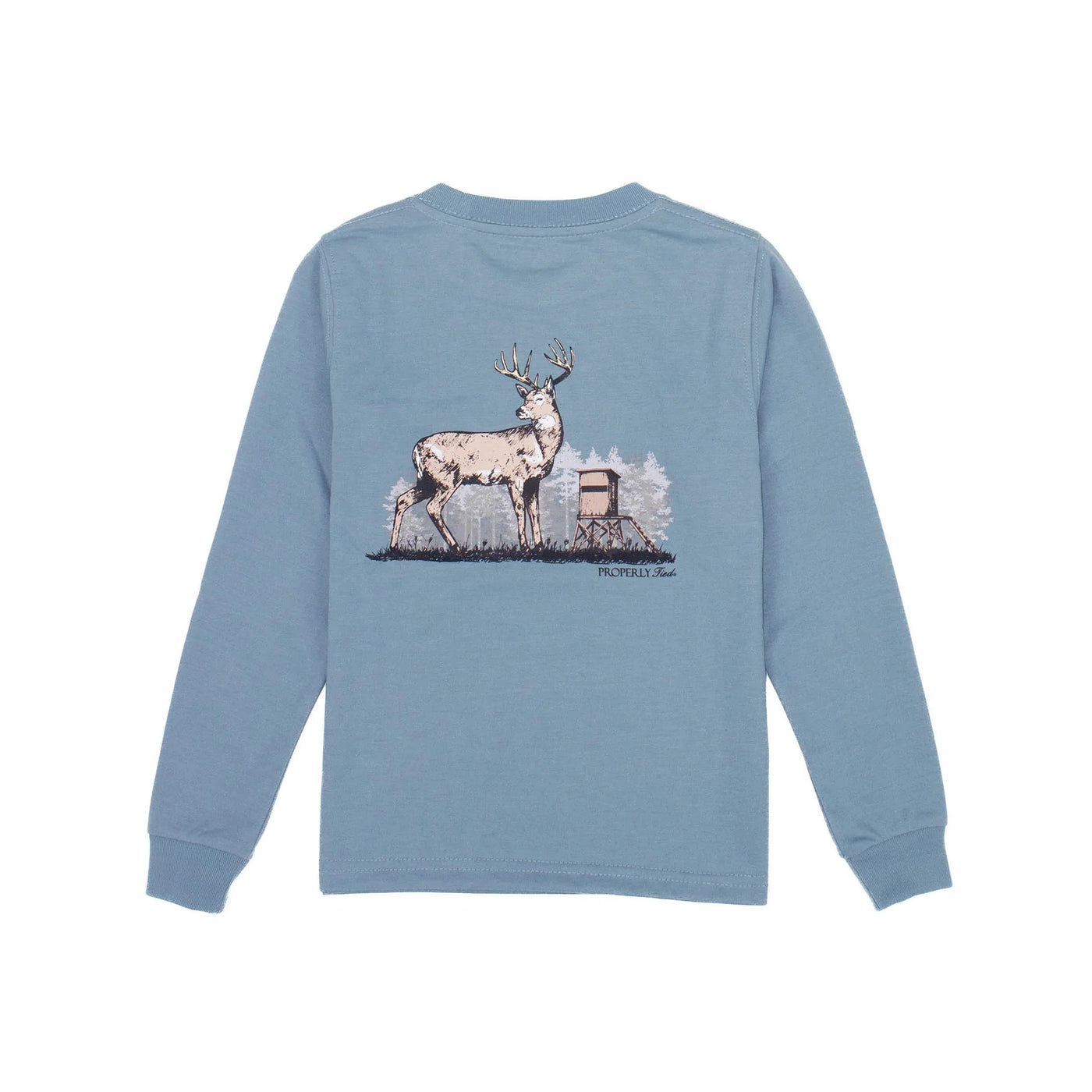 LD Baby Deer Season LS Steel Blue - Properly Tied-B Top-Graceful & Chic Boutique, Family Clothing Store in Waxahachie, Texas