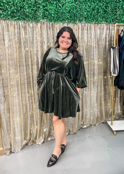 Velvet Lux Dress Emerald-Graceful & Chic Boutique, Family Clothing Store in Waxahachie, Texas