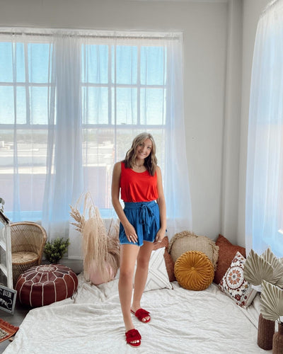 Red + American Flag Cutout Tank Top-W Top-Graceful & Chic Boutique, Family Clothing Store in Waxahachie, Texas