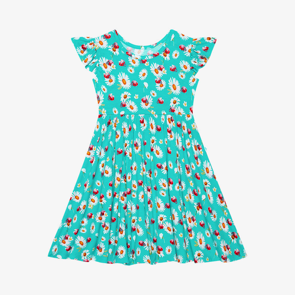 Ladybug Ruffled Capsleeve Twirl Dress - Posh Peanut-G Dress-Graceful & Chic Boutique, Family Clothing Store in Waxahachie, Texas