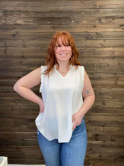 Cari Top with Ruffle Sleeves in Ivory-W Top-Graceful & Chic Boutique, Family Clothing Store in Waxahachie, Texas