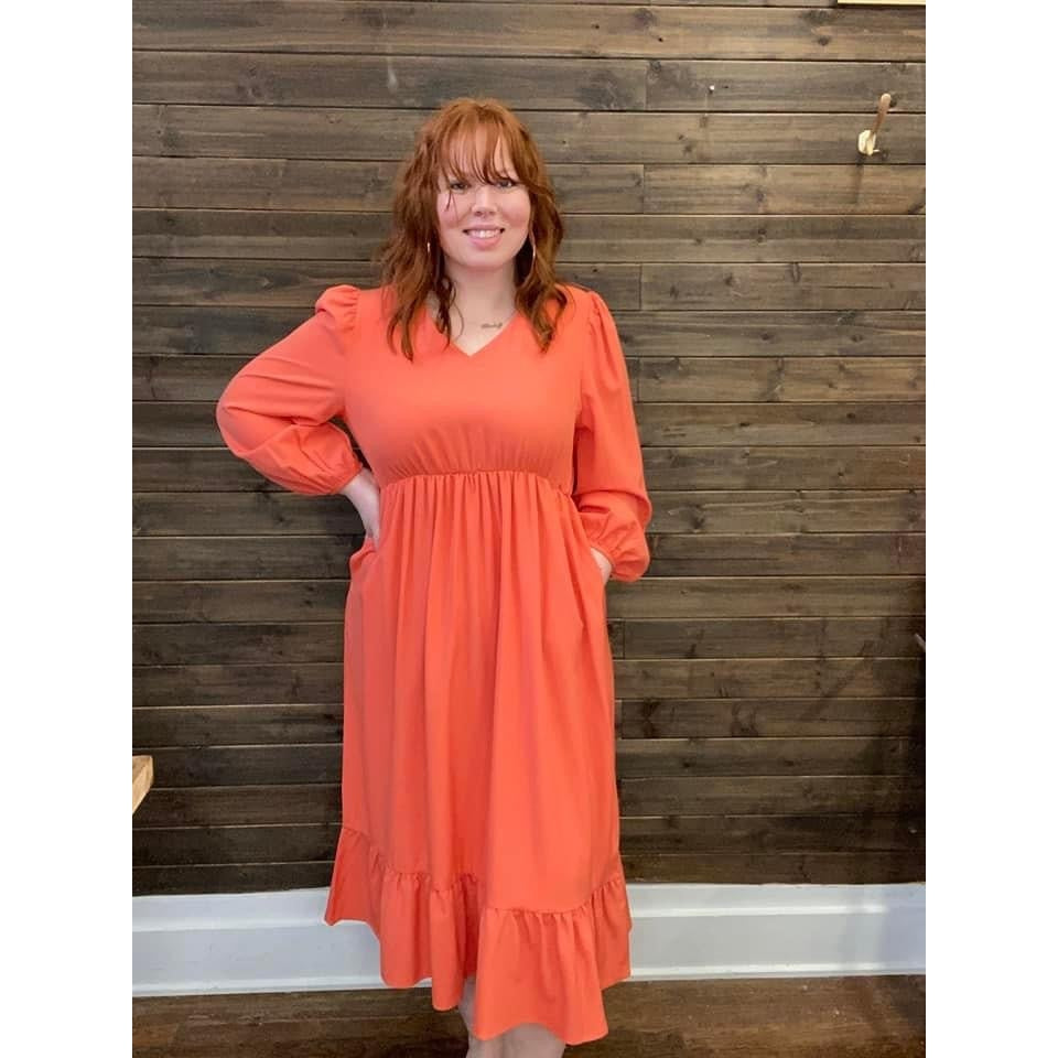 Tyson Dress in Coral-W Dress-Graceful & Chic Boutique, Family Clothing Store in Waxahachie, Texas