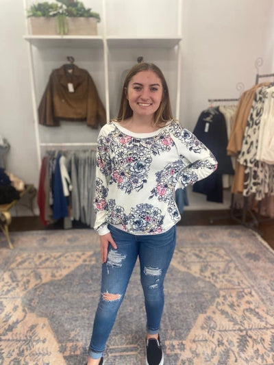 Doodled Daisy Sweater-W Top-Graceful & Chic Boutique, Family Clothing Store in Waxahachie, Texas