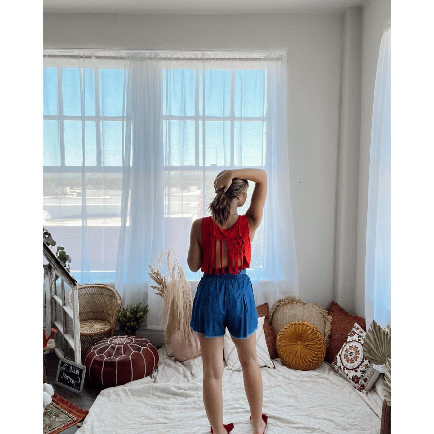Red + American Flag Cutout Tank Top-W Top-Graceful & Chic Boutique, Family Clothing Store in Waxahachie, Texas