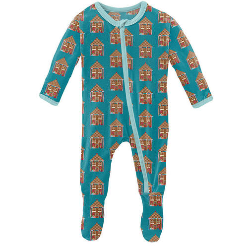 Boy's Print Footie with Zipper - Bay Gingerbread - KicKee Pants-I Footie-Graceful & Chic Boutique, Family Clothing Store in Waxahachie, Texas