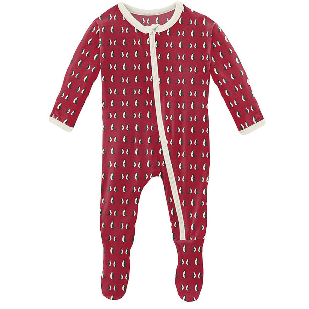 Boy's Print Footie with Zipper - Crimson Penguins - KicKee Pants-I Footie-Graceful & Chic Boutique, Family Clothing Store in Waxahachie, Texas