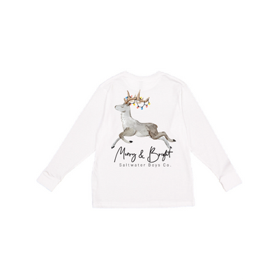 Merry & Bright Long Sleeve White Tee | The Perfect Pair-B Top-Graceful & Chic Boutique, Family Clothing Store in Waxahachie, Texas