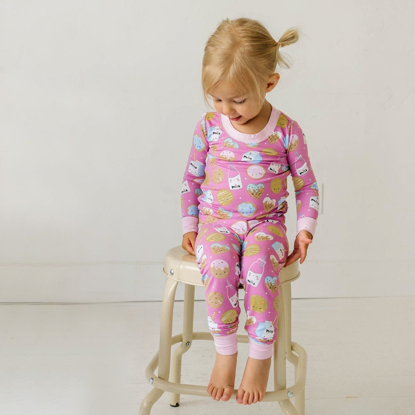 Little Sleepies - Pink Cookies & Milk Two-Piece Bamboo Viscose Pajama Set | The Perfect Pair-G Pajamas-Graceful & Chic Boutique, Family Clothing Store in Waxahachie, Texas