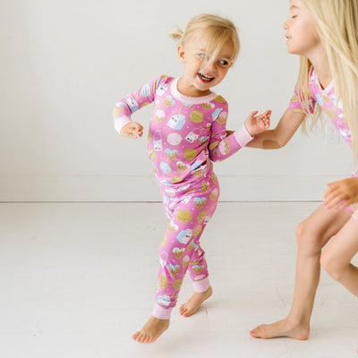Little Sleepies - Pink Cookies & Milk Two-Piece Bamboo Viscose Pajama Set | The Perfect Pair-G Pajamas-Graceful & Chic Boutique, Family Clothing Store in Waxahachie, Texas