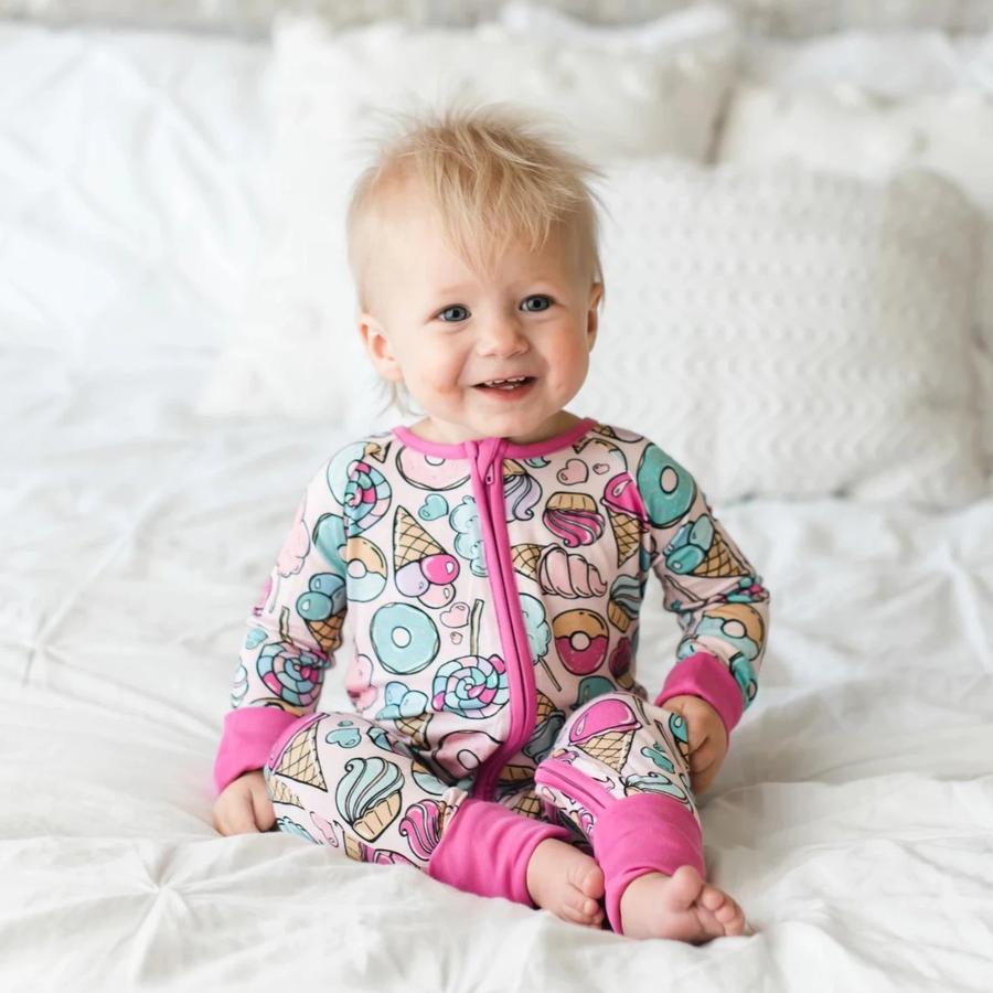 Little Sleepies - Pink Sweet Treats Bamboo Viscose Zippy | The Perfect Pair-G Footie-Graceful & Chic Boutique, Family Clothing Store in Waxahachie, Texas