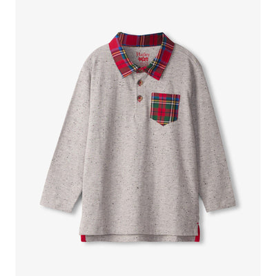Tartan Trim Long Sleeve Polo Tee-Graceful & Chic Boutique, Family Clothing Store in Waxahachie, Texas