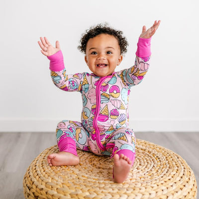 Little Sleepies - Pink Sweet Treats Bamboo Viscose Zippy | The Perfect Pair-G Footie-Graceful & Chic Boutique, Family Clothing Store in Waxahachie, Texas