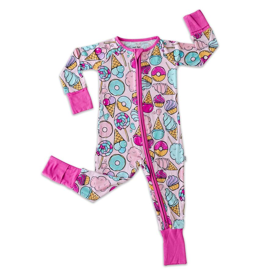 Little Sleepies - Pink Sweet Treats Bamboo Viscose Zippy | The Perfect Pair-G Footie-Graceful & Chic Boutique, Family Clothing Store in Waxahachie, Texas